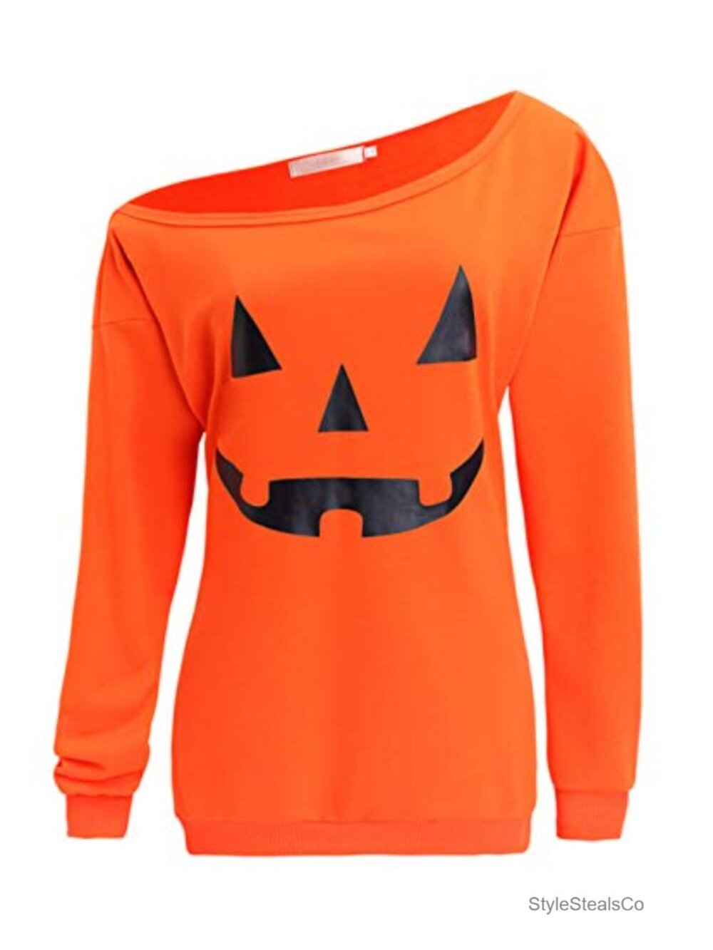 Womens Halloween Off Shoulder Sweatshirt Cotton Blend Slouchy Pullover